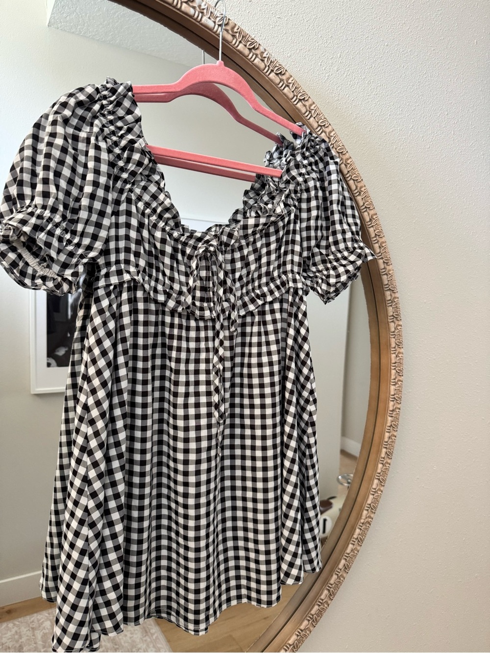 Buddy Love Black and White Gingham Drawstring Dress